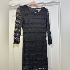 Forever 21 Black Lace Sleeve Shirtdress/Tunic with Zipper Back